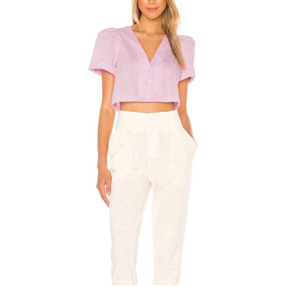 L' Academie The Lyla Top Pink & White Stripes